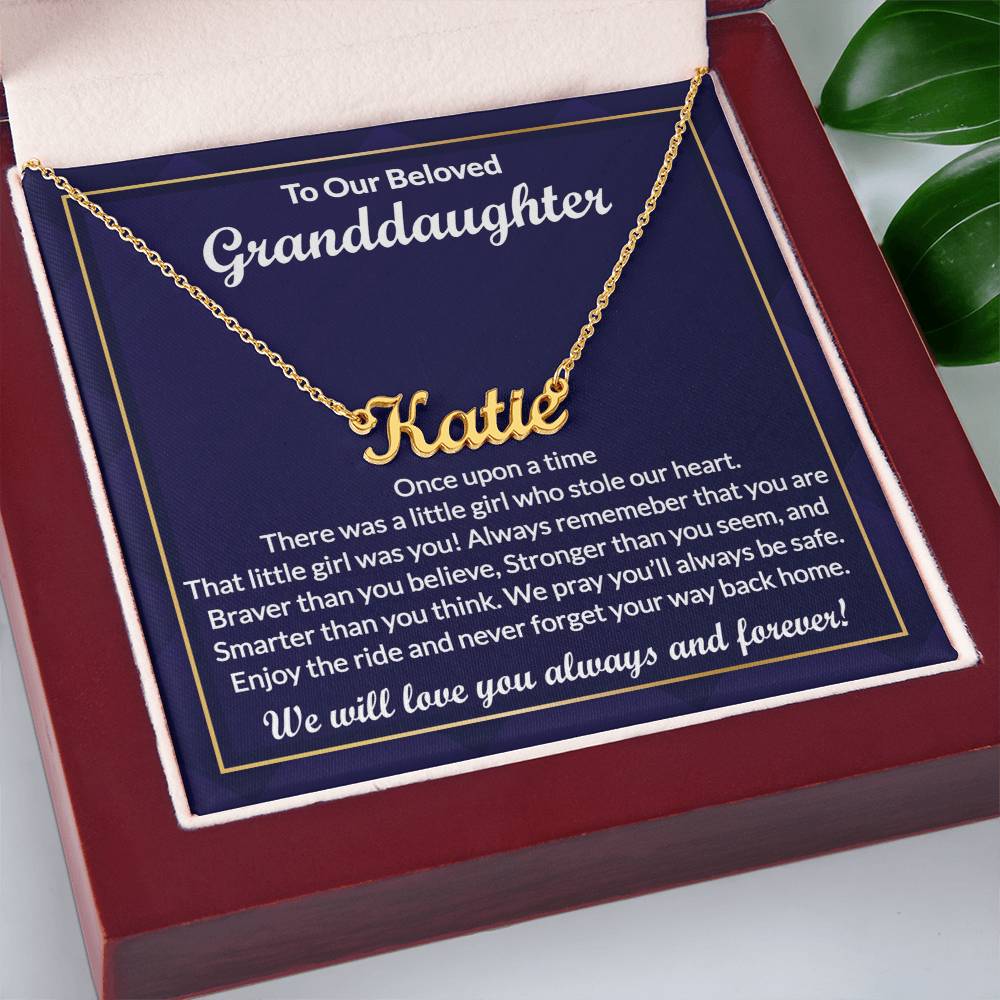 Custom Granddaughter Necklace Gifts from Grandma, Grandpa, Grandfather - Perfect for Graduation, Birthday, Personalized Name Jewelry