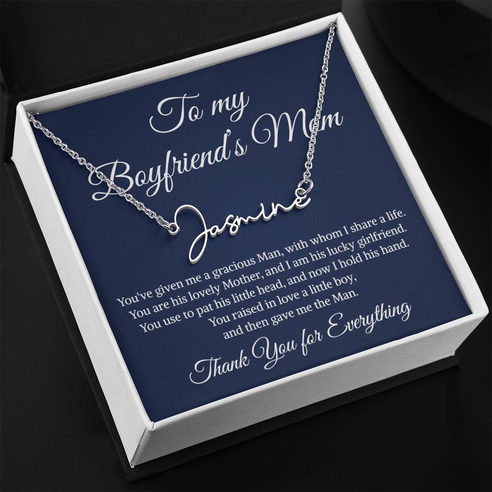 Gift to My Boyfriend's Mom Necklace | Sign Style Name Necklace | Boyfriends Mom Necklace