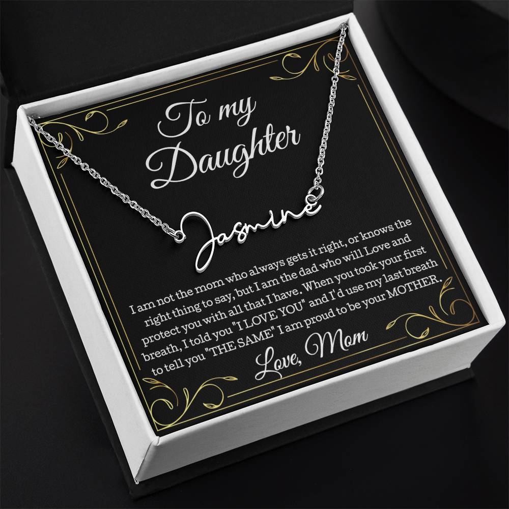 To My Daughter Necklace From Mom, Daughter Signature Style Name Necklace, Daughter Gift, Birthday Gift, Christmas Gift Daughter From Mom