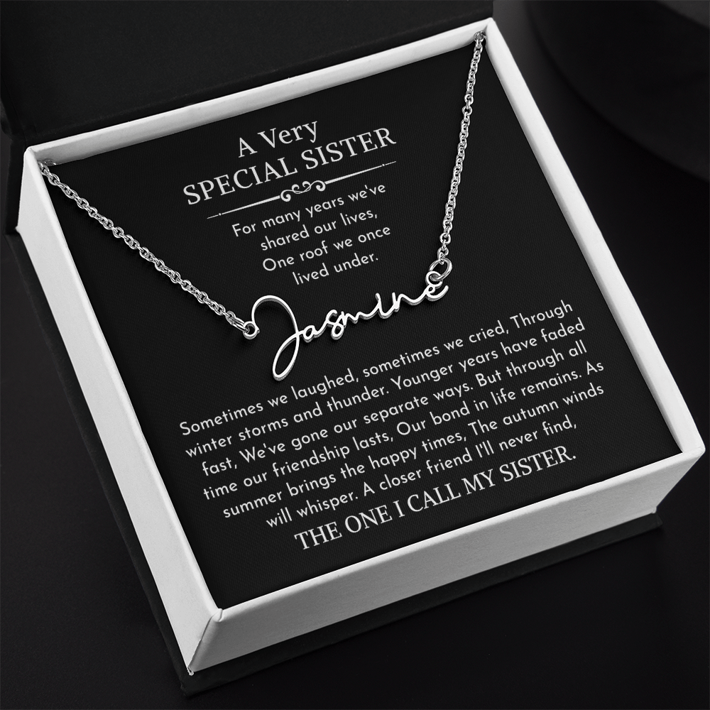 sister signature name necklace