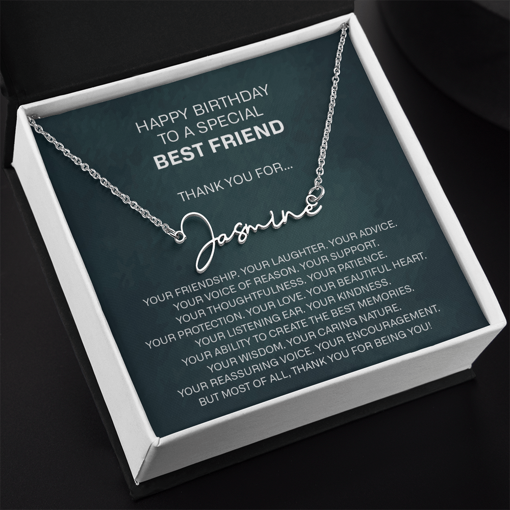 best friend signature name necklace