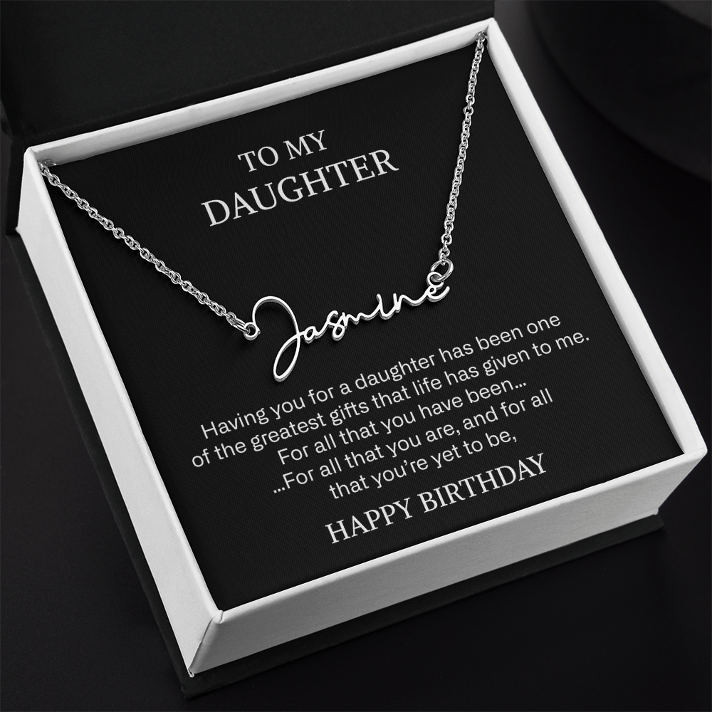 daughter signature name necklace