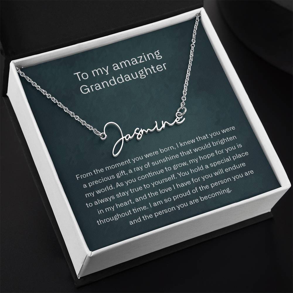 granddaughter signature name neckalce