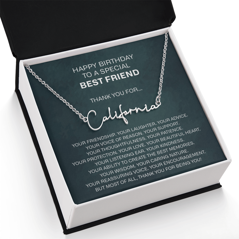 best friend signature name necklace
