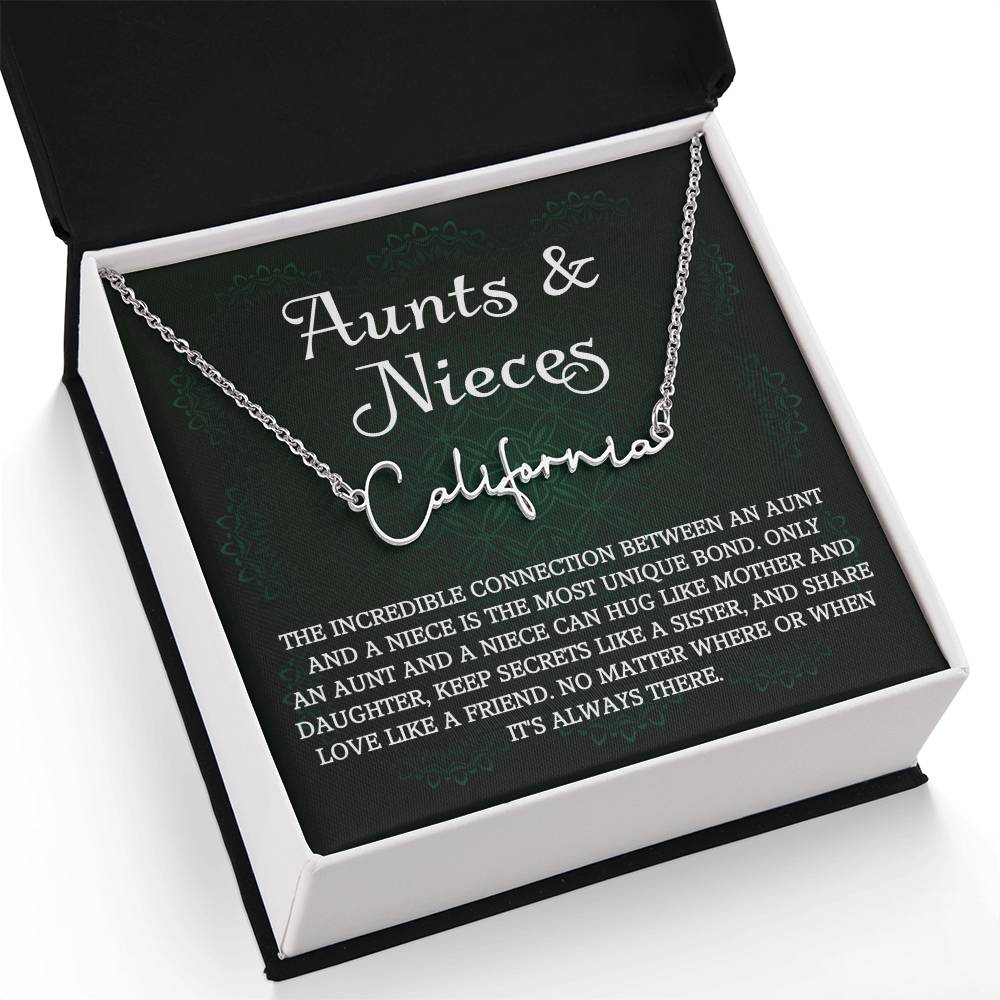 Auntie Gift Aunt Gifts From Niece, Signature Style Name Necklace Birthday Christmas Jewelry For Aunt