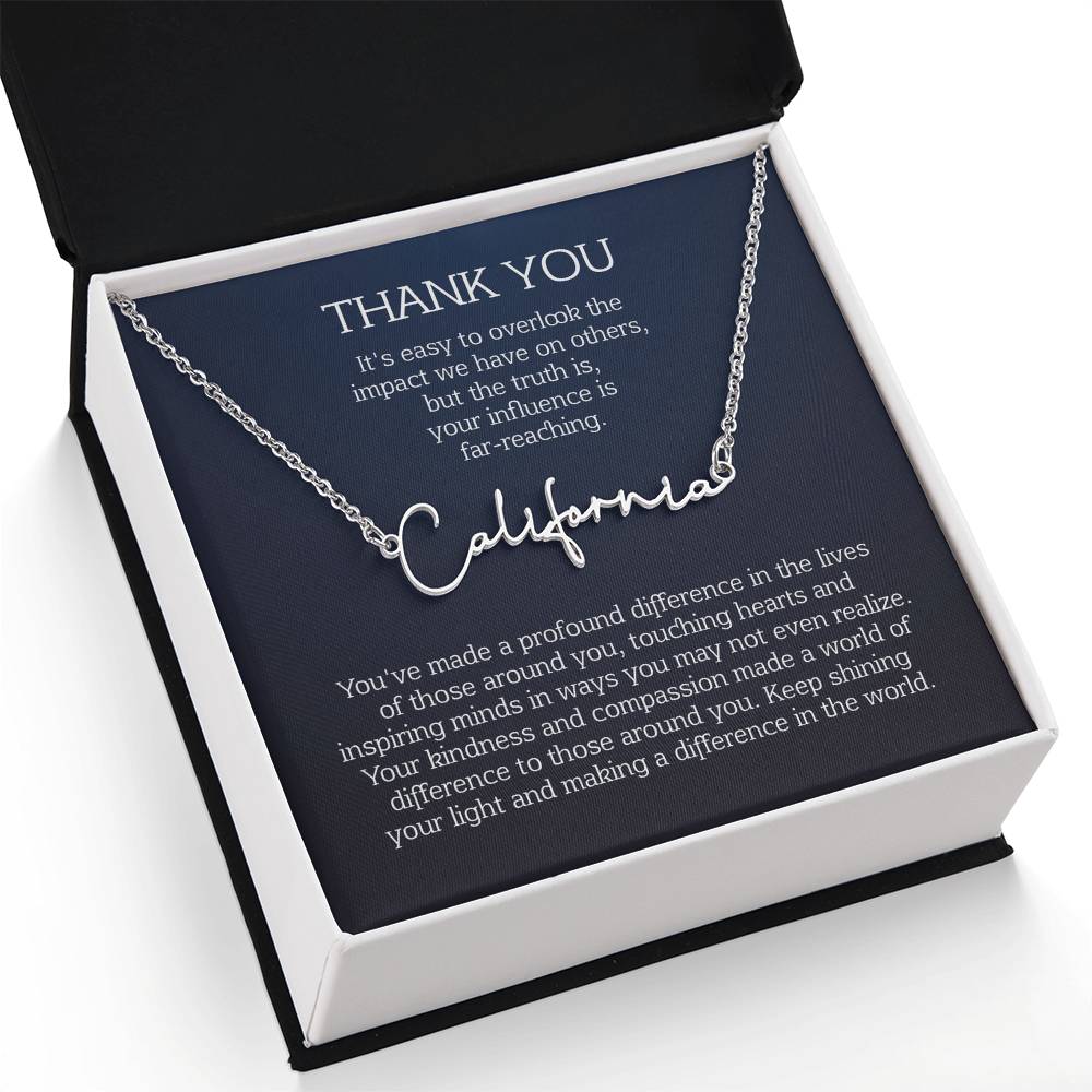 thank you name necklace