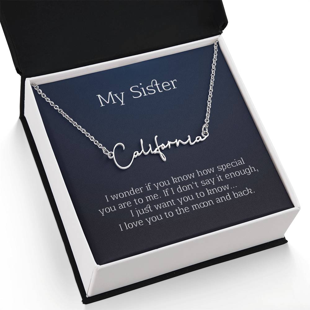 my sister signature name necklace
