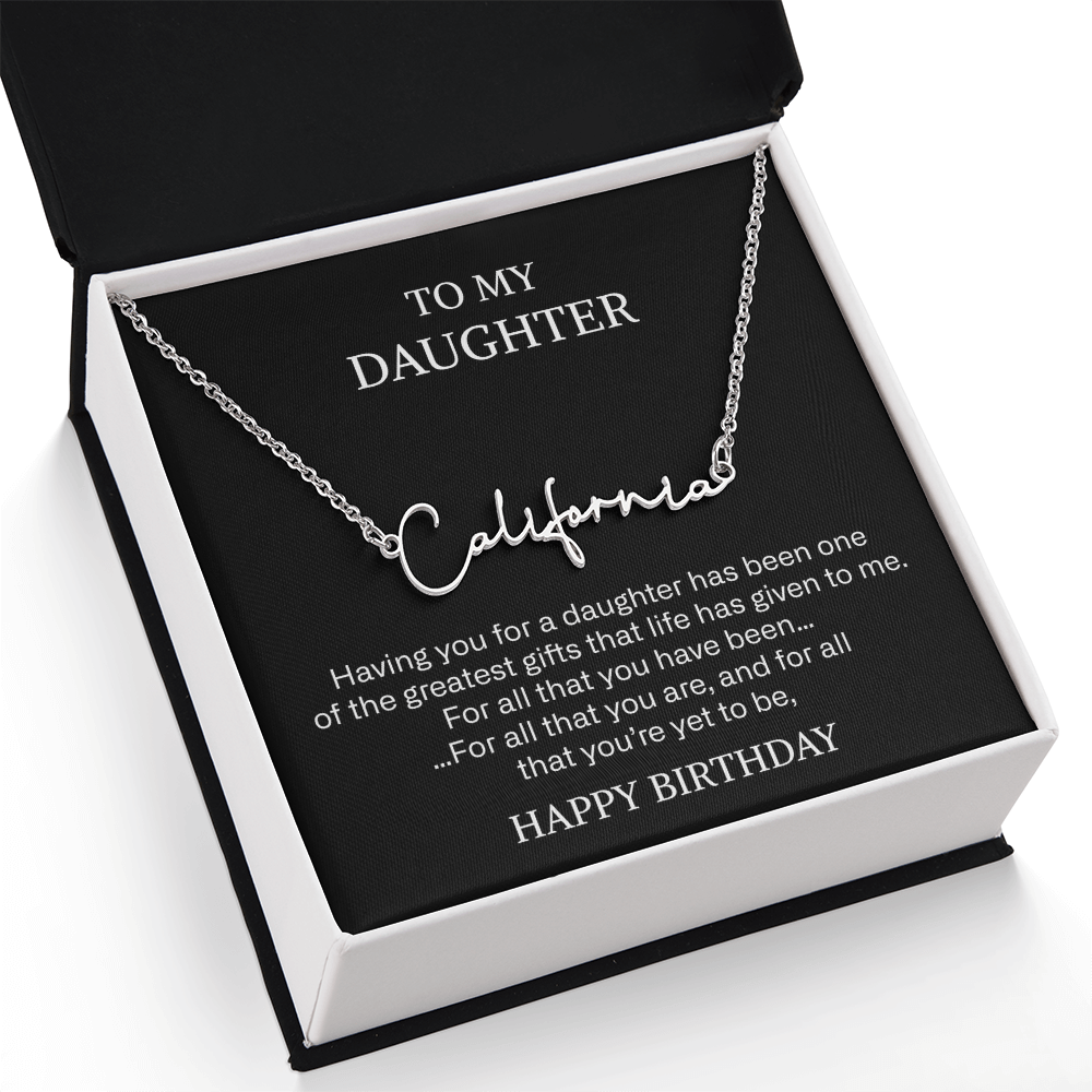 daughter signature name necklace