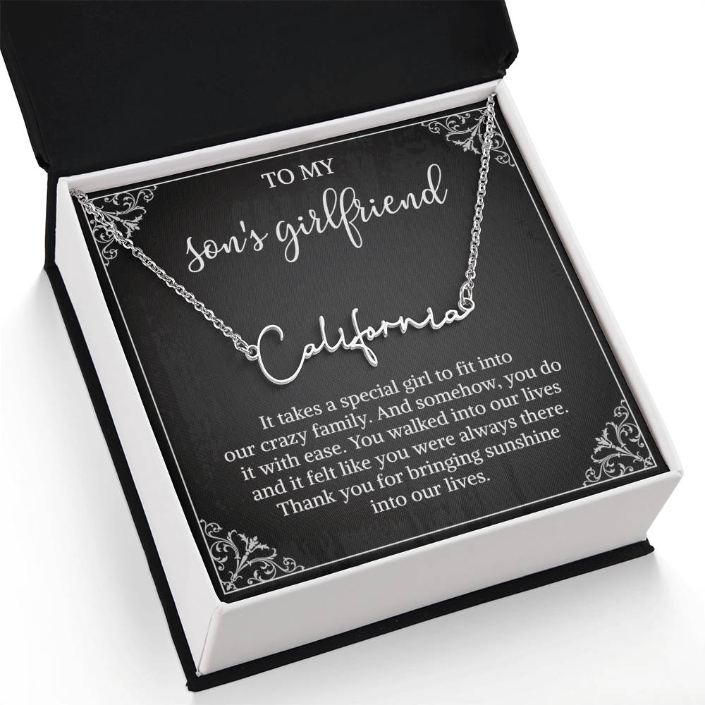 To my Son's Girlfriend Gifts, Signature Style Name Necklace, Valentine's Day Jewelry Birthday Gift