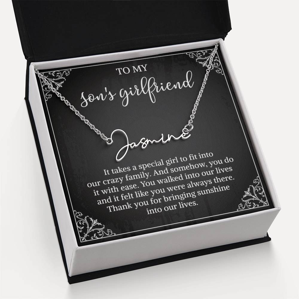To my Son's Girlfriend Gifts, Signature Style Name Necklace, Valentine's Day Jewelry Birthday Gift