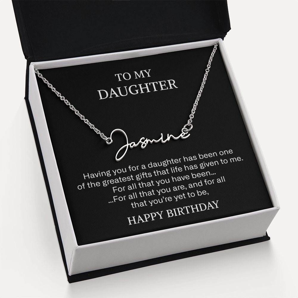daughter signature name necklace