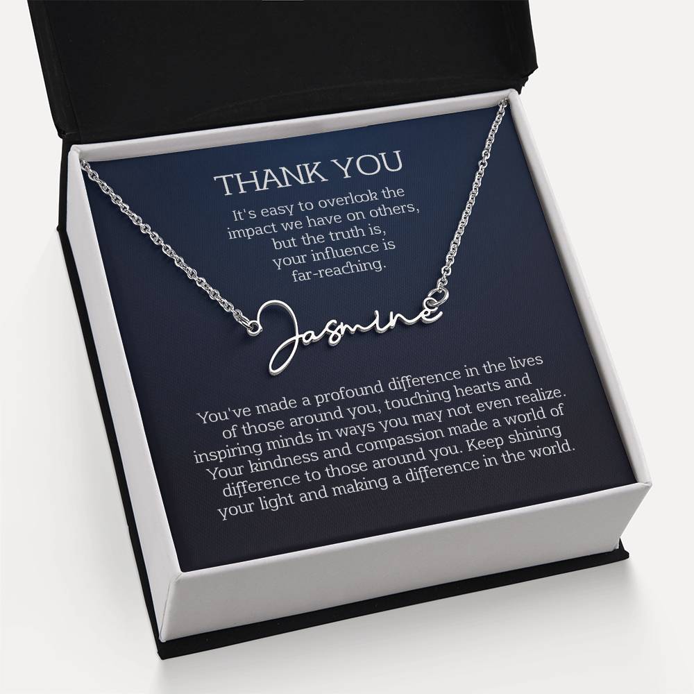 thank you name necklace