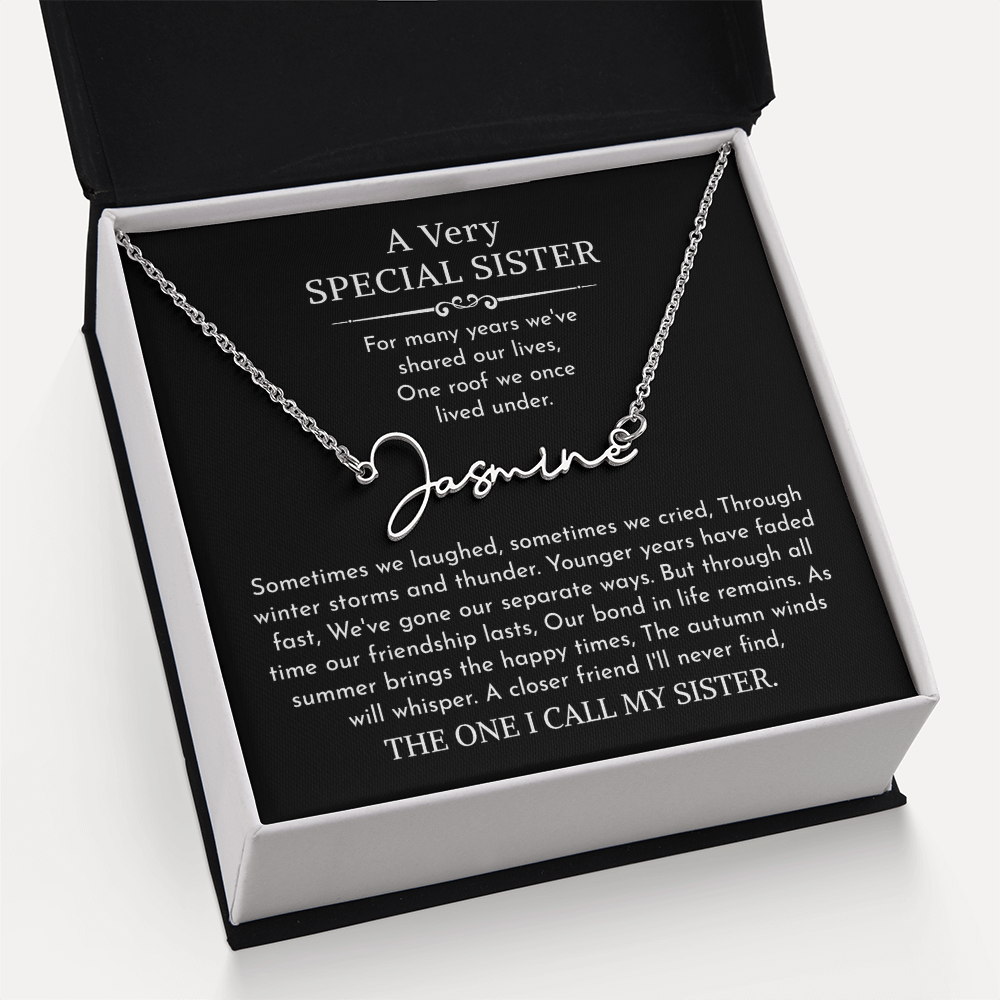 sister signature name necklace