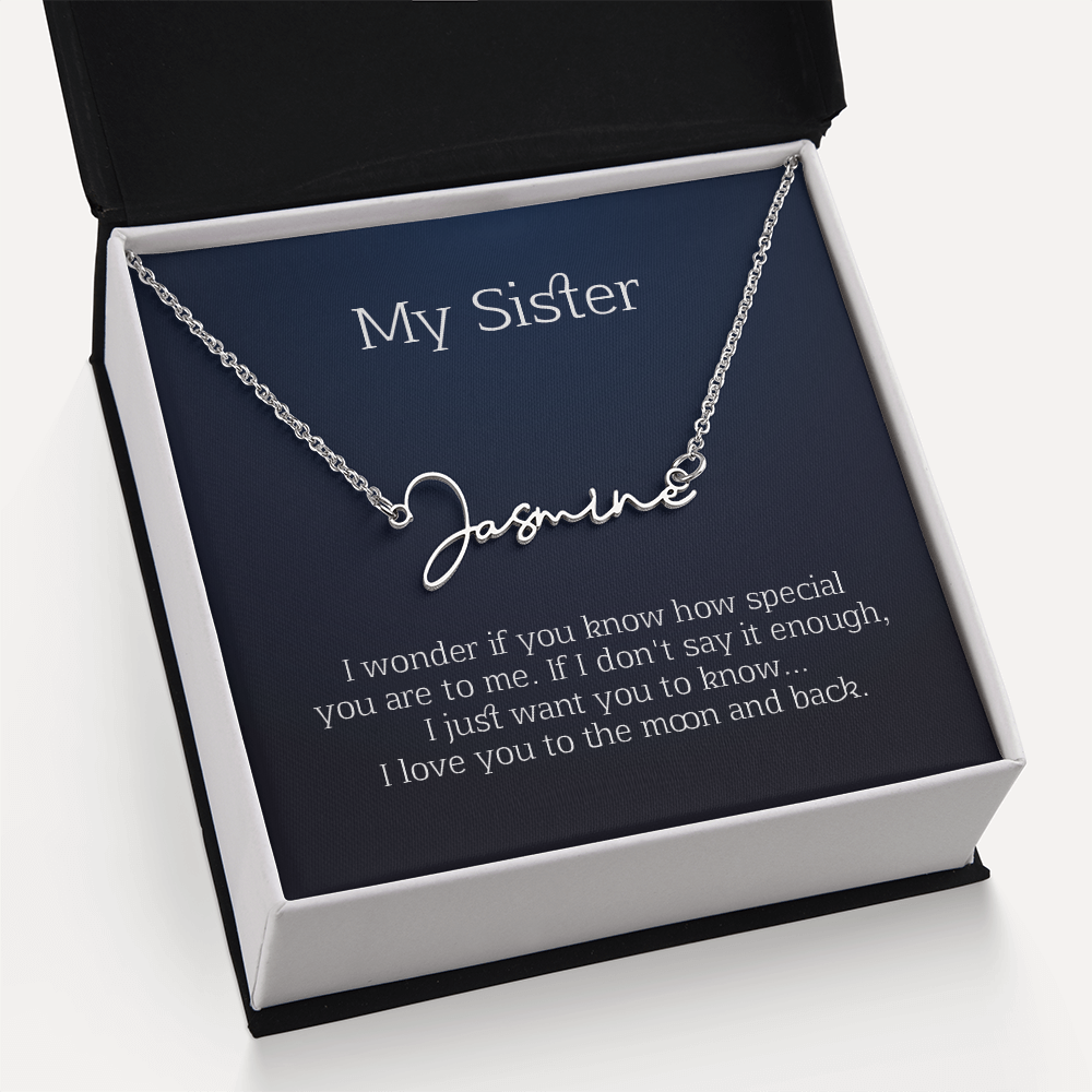 my sister signature name necklace