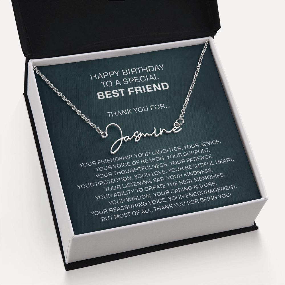 best friend signature name necklace