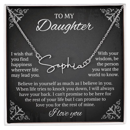 To My Daughter Signature Style Name Necklace, Daughter Necklace, Gift For Daughter, Daughter Necklace, Daughter Jewelry From Mom Dad