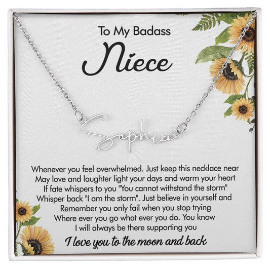 Personalized To My Niece Necklace From Aunt Auntie Uncle Not Even Time Floral Niece Birthday Graduation Christmas Customized Message Card