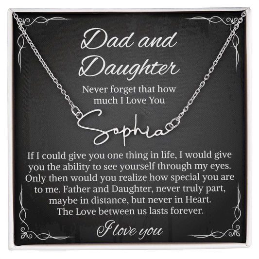Daughter Signature Style Name Necklace Jewelry Gift from Dad for Women, Teens, Girls Jewelry for Daughter Birthday Gifts from Father