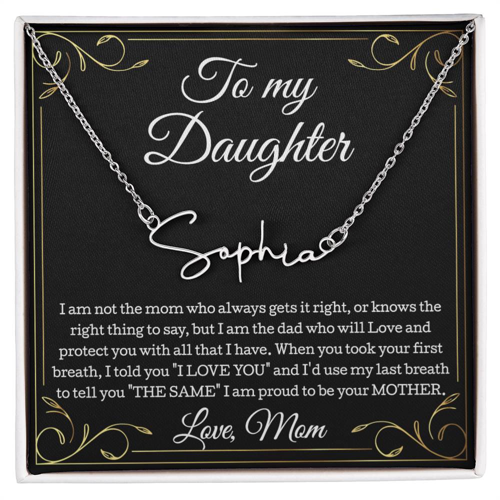 To My Daughter Necklace From Mom, Daughter Signature Style Name Necklace, Daughter Gift, Birthday Gift, Christmas Gift Daughter From Mom
