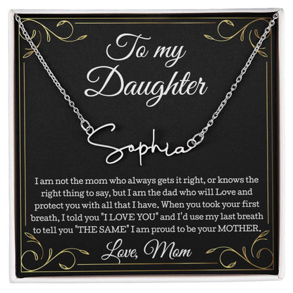 To My Daughter Necklace From Mom, Daughter Signature Style Name Necklace, Daughter Gift, Birthday Gift, Christmas Gift Daughter From Mom