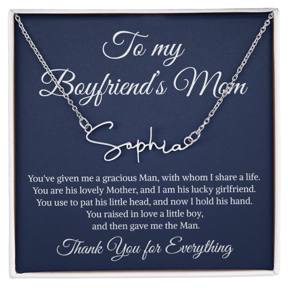 Gift to My Boyfriend's Mom Necklace | Sign Style Name Necklace | Boyfriends Mom Necklace