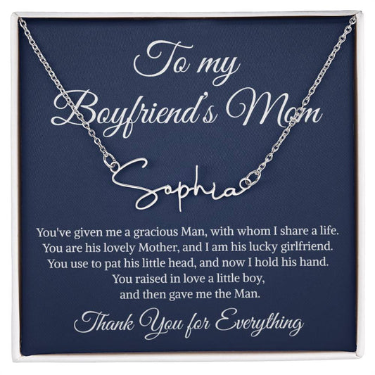 Gift to My Boyfriend's Mom Necklace | Sign Style Name Necklace | Boyfriends Mom Necklace
