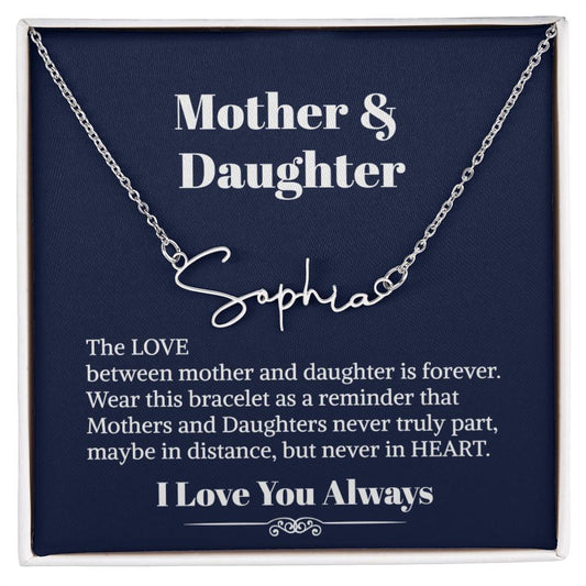 Mother Daughter Signature Style Name Necklace - To My Daughter Necklace - Personalized Name Necklace - Necklace For Daughter - Gift For Daughter From Mom