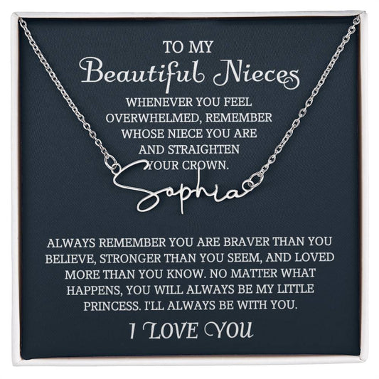 To My Niece Signature Style Name Necklace, Niece Gift from Aunt, Niece Gift, Birthday Gift for Niece, Niece Birthday Card, Gift for Niece