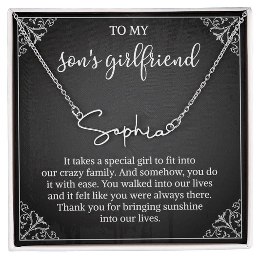 To my Son's Girlfriend Gifts, Signature Style Name Necklace, Valentine's Day Jewelry Birthday Gift
