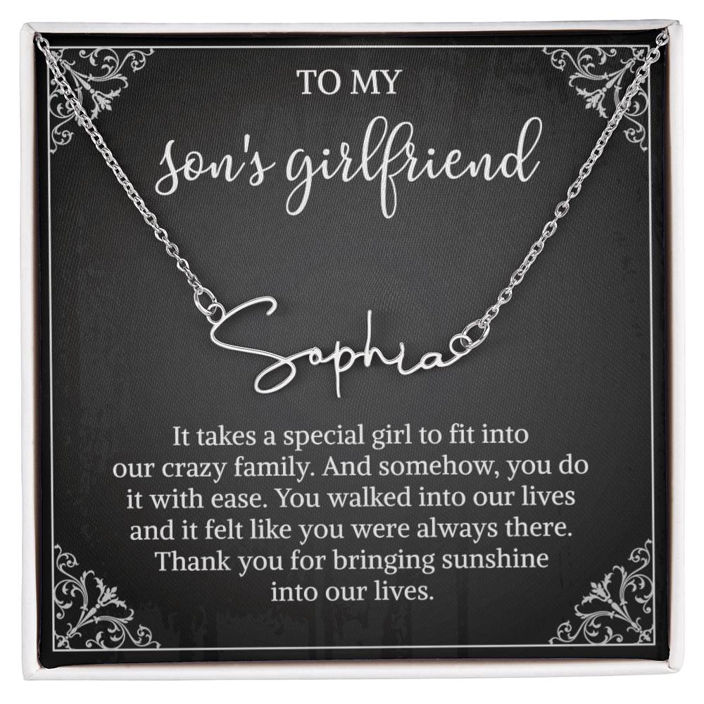 To my Son's Girlfriend Gifts, Signature Style Name Necklace, Valentine's Day Jewelry Birthday Gift
