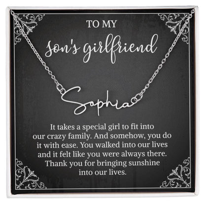 To my Son's Girlfriend Gifts, Signature Style Name Necklace, Valentine's Day Jewelry Birthday Gift