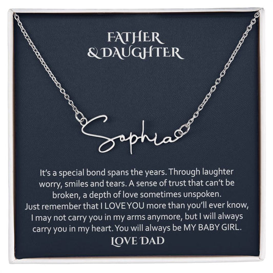 Father and Daughter Necklace Jewelry Gift,  Signature Style Name Necklace