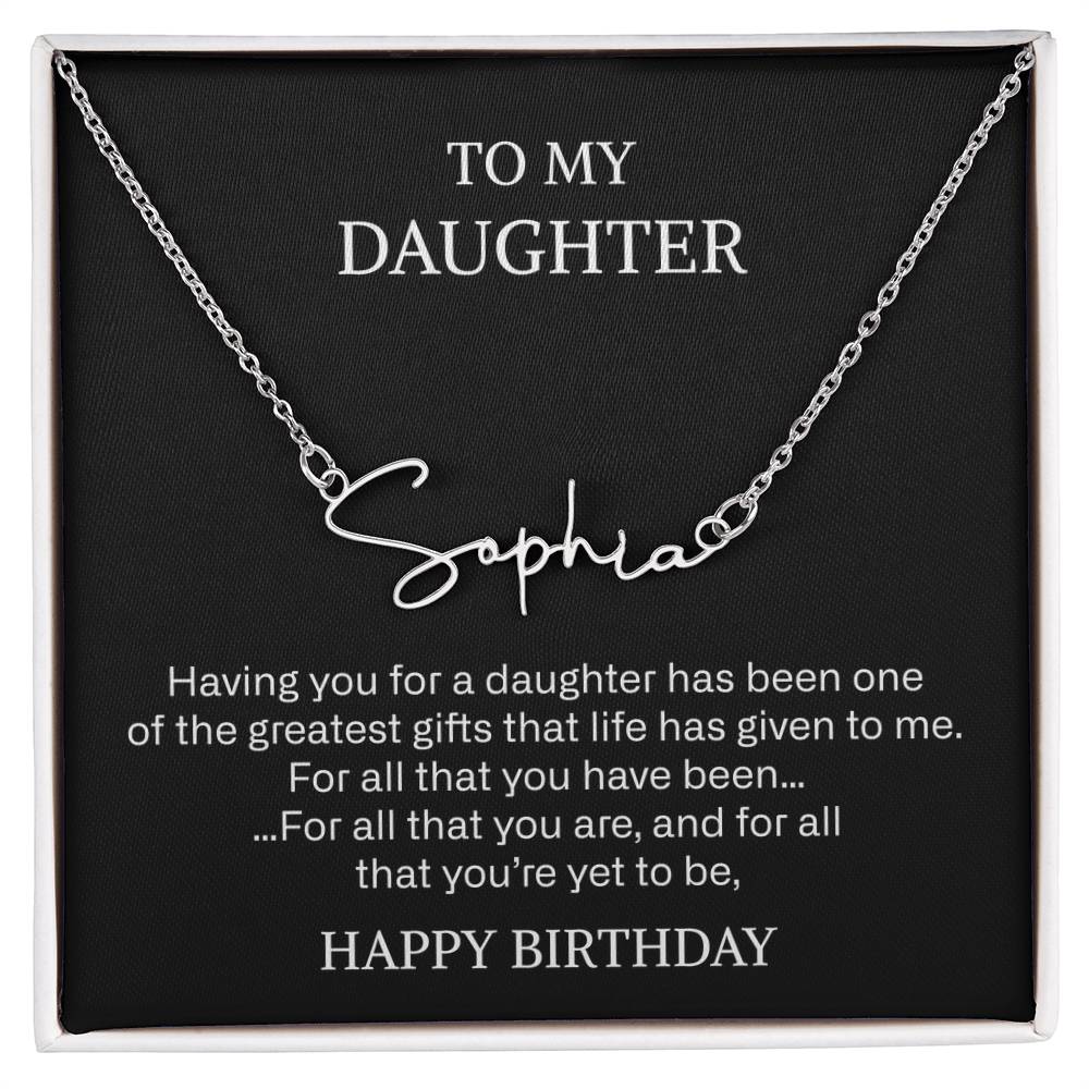 daughter signature name necklace