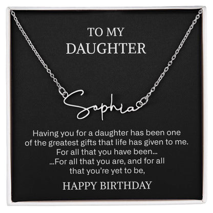 daughter signature name necklace