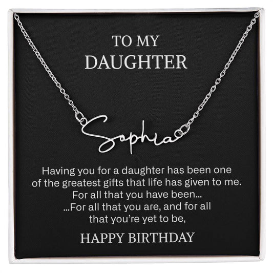 daughter signature name necklace