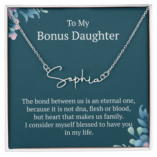 Proud Moments: Elegant Personalized Name Necklace for My Amazing Bonus Daughter on Her Graduation Day