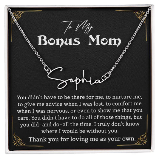 Signature Style Name Necklace for Step Mom Mothers Day Gifts Christmas Birthday Jewelry Gifts for Bonus Mom Step Mother