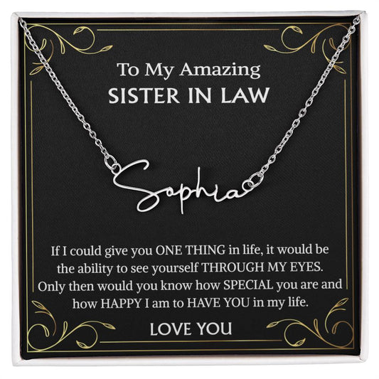 Sister-in-Law Gift • Signature Style Name Necklace for Sister-in-Law • Family Jewelry • Wedding Gift • Christmas Name Necklace