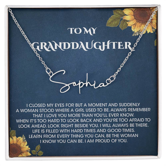 My Granddaughter Necklace Gifts From Grandma Grandmother or Grandpa Grandfather To My Granddaughter Graduation Birthday Name Necklace