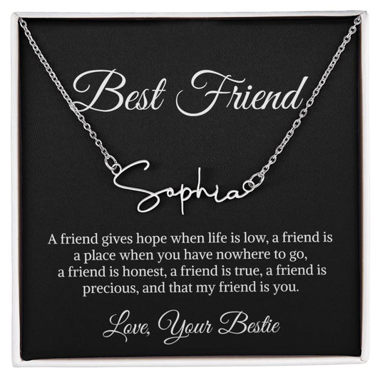 Best Friend Necklace, Personalized Sign Style Name Necklace for Best Friend, Personalized Jewelry Best Friend, Best Friend Appreciation Gift