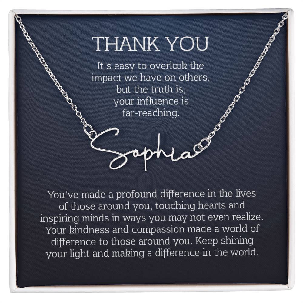 thank you name necklace
