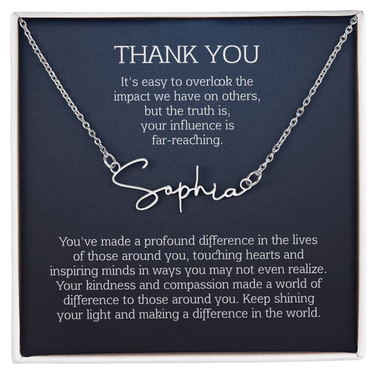 thank you name necklace
