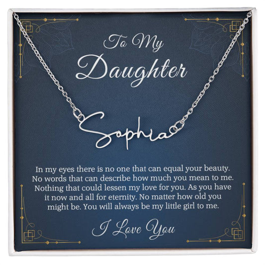 To My Daughter Signature Style Name Necklace, Daughter Necklace, Gift For Daughter, Daughter Necklace, Daughter Gift From Mom Dad