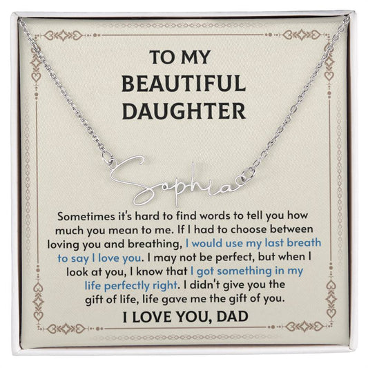 To My Beautiful Daughter Jewelry Necklace Gift Signature Style Name Necklace