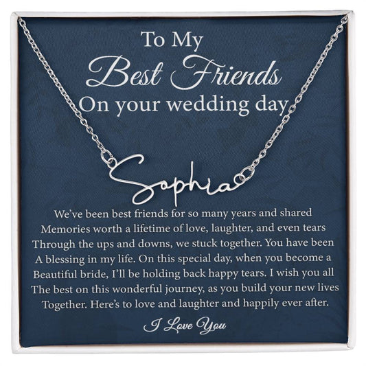 Friend to Bride Necklace Gift with Message Card, on Her Wedding Day, Friend of The Bride Necklace, Wedding Gift for Bride, Bride Jewelry Gift