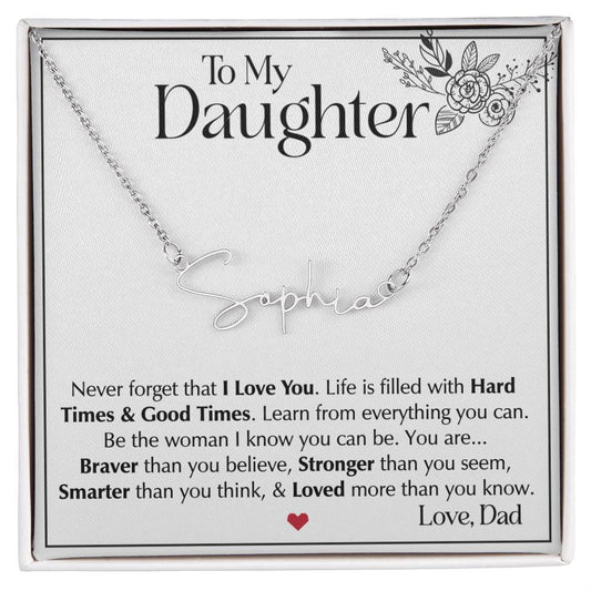 To My Daughter Necklace from Dad, Personalized Name Necklace, Father-Daughter Jewelry, Gift for My Daughter, Birthday Necklace