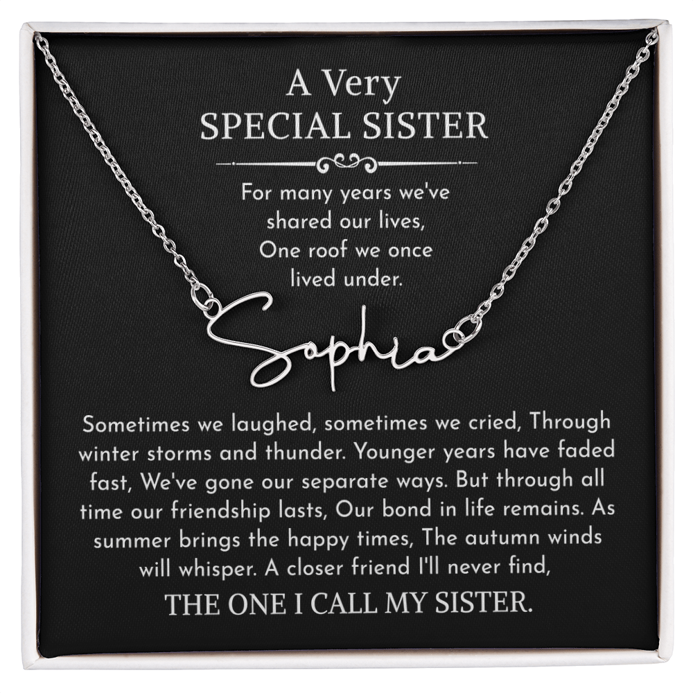 sister signature name necklace