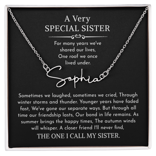 sister signature name necklace