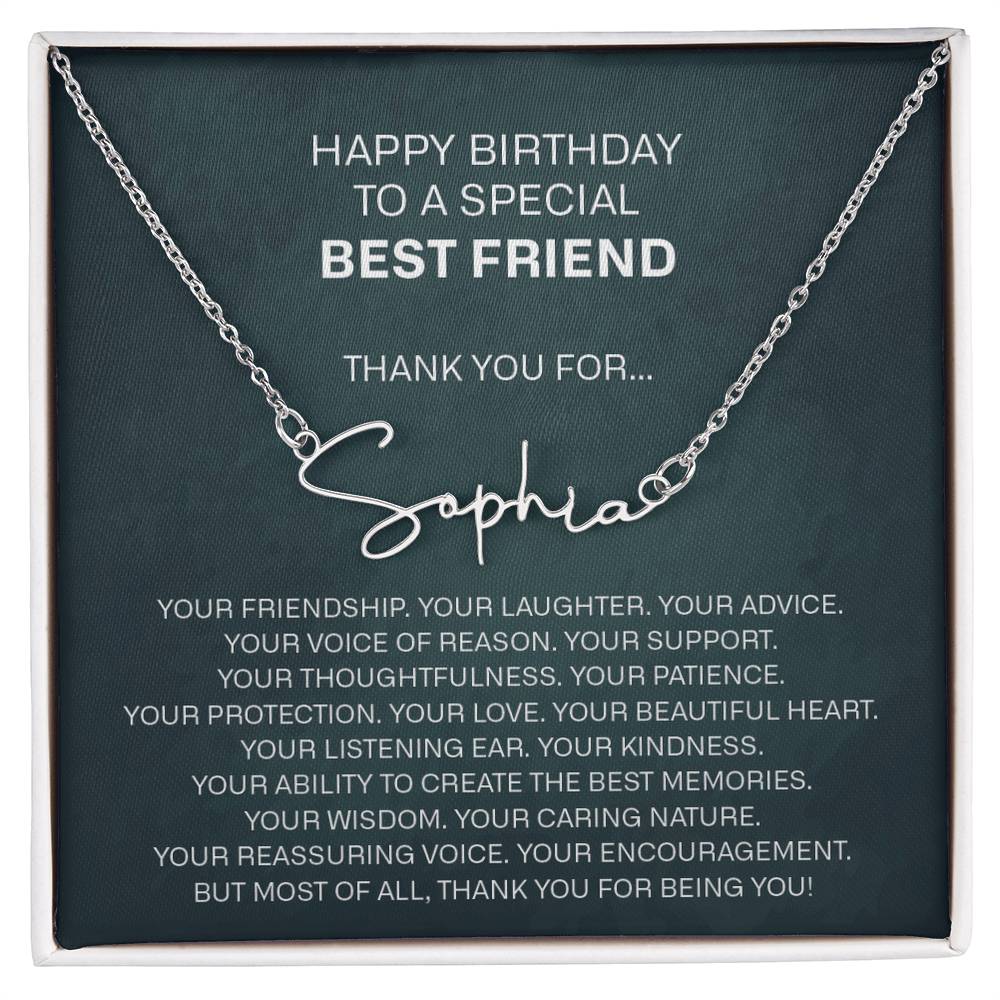best friend signature name necklace