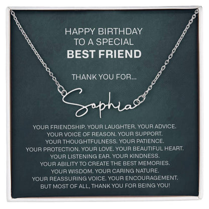 best friend signature name necklace